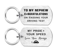 Alotozo Passing Driving Test Gift for Nephew - Drive Safe Keyring for Teen Boy Driver Nephew - First Car Keepsake from Aunt or Uncle