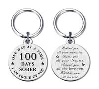 Alotozo Recovery Sober Keychain - Sobriety Gifts for Women Men - AA Tokens with Years of Sobriety - Alcoholics Anonymous Gift, 05-100 Day, S