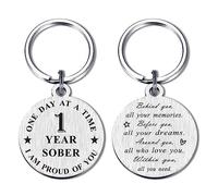 Alotozo Recovery Sober Keychain - Sobriety Gifts for Women Men - AA Tokens with Years of Sobriety - Alcoholics Anonymous Gift, 1 Year Sober Gifts 02, S