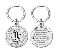 Alotozo Scorpio Birthday Keyring - Unique Scorpio Horoscope Birthday Gifts - Engraved Bday Gift for Women & Men (October 23 - November 21)