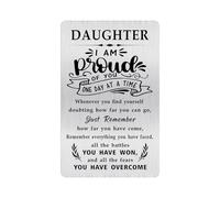 Alotozo Sobriety Gift for Daughter - Stainless Steel AA Recovery Gifts, Soberversary Birthday Card for Daughter - Inspirational Token for Women’s Sobriety Journey (Credit Card Size)