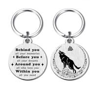 Alotozo Wolf Gifts for Men - Viking Runes Wolf Keyring for Women - Norse Amulet Wolf Keychain for Viking Fans - Laser Engraved Nordic Talisman