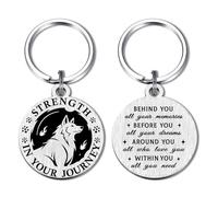 Alotozo Wolf Keyring for Men Women - Inspirational Wolf Gifts for Teens - Symbol of Courage & Leadership Gift (Graduation Birthday Christmas)