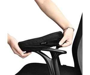 Aloudy Ergonomic Memory Foam Office Chair Armrest Pads, Comfy Gaming Chair Arm Rest Covers for Elbows and Forearms Pressure Relief(Set of 2),Black,Medium