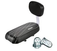 alouweekuky Bicycle Back Seat, Upholstered Saddle with Backrest, Foldable Bicycle Footrest, for Toddlers, Children, Friends, Leather Cover, for Attaching to Pannier Rack