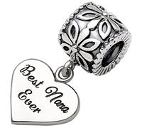 ALOV Jewelry Sterling Silver Best Nana Ever Bead Charm Best Gift for Grandmother,Nana,Nanny,Grandma,Granny,Meemaw,Memaw on Mother's Day,Birthday