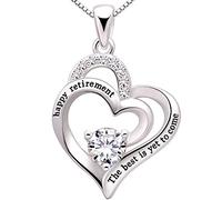 ALOV Jewelry Sterling Silver happy retirement the best is yet to come Love Heart Cubic Zirconia Pendant Necklace