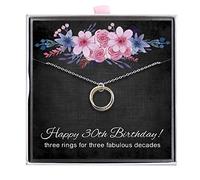 ALoveSoul 30th Birthday Gifts for Women - 925 Sterling Silver 3 Interlocking Circles Necklace, Gifts for Her, Ladies Birthday Gifts Ideas