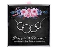 ALoveSoul 40th Birthday Gifts for Women - 925 Sterling Silver 4 Interlocking Circles Necklace, Gifts for Her, 40 Years Old Birthday Ideas
