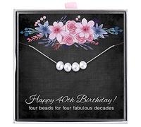 ALoveSoul 40th Birthday Gifts for Women - 925 Sterling Silver Necklace, 4 Pearls Necklace Gift for Her, Birthday Gift Ideas for Women