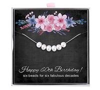 ALoveSoul 60th Birthday Gifts for Women - 925 Sterling Silver Necklace, 6 Pearls Necklace Gift for Her, Birthday Gift Ideas for Women