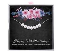 ALoveSoul 70th Birthday Gifts for Women - 925 Sterling Silver Necklace, 7 Pearls Necklace Gift for Her, Birthday Gift Ideas for Women