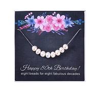 ALoveSoul 80th Birthday Gifts for Women - 925 Sterling Silver Necklace, 8 Pearls Necklace Gift for Her, Birthday Gift Ideas for Women