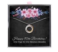 ALoveSoul 90th Birthday Gifts for Women - 925 Sterling Silver 9 Interlocking Circles Necklace, Gifts for Her, Ladies Birthday Gifts Ideas