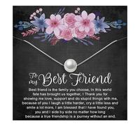 ALoveSoul BFF Necklace - 925 Sterling Silver 8mm Cultured Pearl Pendant Necklace, Matching Friendship Jewellery for Birthdays & Christmas