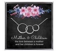 ALoveSoul Mother 2 Children Necklace - Sterling Silver Three 3 Interlocking Infinity Circles Necklace, Necklace for Mum, Birthday Gift for Mother Child