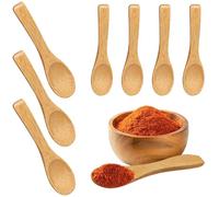Alovez 8 Pack Wooden Spoons Handmade 3.54" Small Wooden Spoons Short Handle Wooden Spoon for Spices Mini Wooden Spoons for Sauces Sugar Salt Dips Spices Condiment Honey Mustard