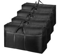 Alowor 4 Pack 180L Extra Large Heavy Duty Storage Boxes with Lids for Moving House Big Clothes Storage Bags Boxes with Zipper Handles Strong 600D Oxford Cloth (black)