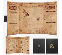 Alowor Born in 1965 UK Vintage Tri-Fold Birthday Poster, 60th Birthday Gift for Men/Women, Dual-Fold Childhood/Teen Memories Card Newspaper with Retro Party Decorations, Perfect Home Decor