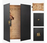 Alowor Born in 1975 UK Vintage Tri-Fold Birthday Poster, 51th Birthday Gift for Men/Women, Dual-Fold Childhood/Teen Memories Card Newspaper with Retro Party Decorations, Perfect Home Decor