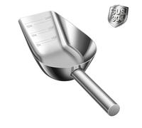 Aloxina Dog-Cat Food Scoop 3/4 Cup, 304 Stainless Steel Measuring Cup | 6 fl oz capacity with measuring lines and a long handle for food containers; one-piece design; dishwasher safe.