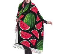 Alpaca And Cactus Print Tassel Scarf -Women'S Thick Large Blanket Shawl Scarf Winter Warm Shawl Scarf, Watermelon, One Size