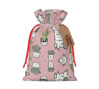 Alpaca And Cactus Printing Practical Christmas Bag With Drawstring,4.7x6.9 Inch For Christmas Halloween