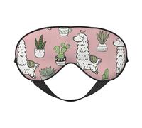 Alpaca and Cactus Printing Rest Sleep Eye Mask, Soft Eye Mask for Home & Camping, Blocks Light, Comfortable for Most Users