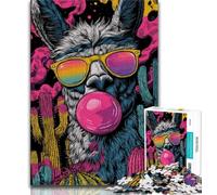 Alpaca Art Jigsaw Puzzles for Teenagers 1000 Jigsaws,Staycation Kill Time Every Piece Is Unique - Challenging Family Fun Game 50x75cm