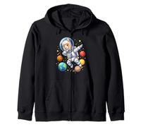 Alpaca Astronaut Llama Dabbing Funny Space Animal for Kids Zip Hoodie
