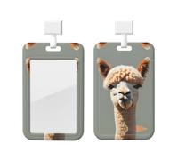 Alpaca Avatar ABS ID Badge Holder with Lanyard, Slide Cover Waterproof Anti-Fouling, Durable for Work - Events