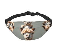 Alpaca avatar Boys large waist bag, travel crossbody waist bag, suitable for enjoying sports, running, cycling, travel, fishing
