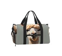 Alpaca Avatar Duffel Bag with Shoe Compartment - Lightweight Water-Resistant Holdall Gym Bag with Built-in Wet and Dry Separation Pouch