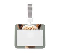 Alpaca Avatar Id Badge Holder with Lanyard-Horizontal Card Protector, Clear Abs Hard Shell for Work Office Events