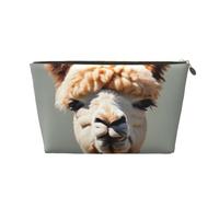 Alpaca Avatar Leather Toiletry Travel Bag-Waterproof Cosmetic Pouch for Women, Large Capacity Makeup Organiser with Zip for Toiletries