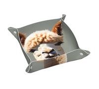 Alpaca Avatar Leather Tray Organizer Practical Storage for Bedside Vanity Tray Nightstand Home and Office Use