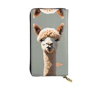 Alpaca avatar Long leather wallet, portable credit card holder, zippered coin purse, and ID compartment