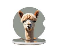 Alpaca avatar Prints Ceramic car coasters (2-pack) absorb moisture, are non-slip and easy to clean for cars, trucks, and boats.
