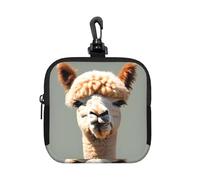 Alpaca Avatar Small Waterproof Zipper Pouch-Neoprene Storage Bag for Earbuds, Keychain Clip Case
