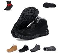 Alpaca Barefoot Leather Hiking Shoes for Winter,Non-Slip & Waterproof Hiking Footwear,Outdoor Warm Fur Lined Boots(Black,9 UK)