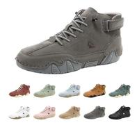 Alpaca Barefoot Shoes Men's Leather Waterproof Boat Shoes High Boots Hiking Walking Trekking Shoe Explorer Lightweight Chukka Boots Non-Slip Breathable Casual Sneakers dad Gifts Footwear UK 7 Grey