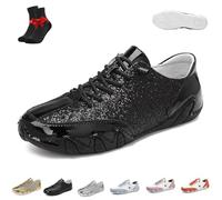 Alpaca Barefoot Shoes,Waterproof & Pain Relieving Leather Barefoot Shoes,Ergonomic Outdoor Sports,Couple's Style(Flash Black,6.5 UK)