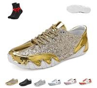Alpaca Barefoot Shoes,Waterproof & Pain Relieving Leather Barefoot Shoes,Ergonomic Outdoor Sports,Couple's Style(Flash Gold,10 UK)