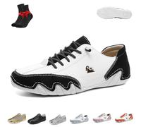 Alpaca Barefoot Shoes,Waterproof & Pain Relieving Leather Barefoot Shoes,Ergonomic Outdoor Sports,Couple's Style(White Black,4.5 UK)