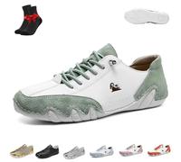 Alpaca Barefoot Shoes,Waterproof & Pain Relieving Leather Barefoot Shoes,Ergonomic Outdoor Sports,Couple's Style(White Light Green,6 UK)