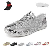 Alpaca Barefoot Shoes,Waterproof & Pain Relieving Leather Barefoot Shoes,Ergonomic Outdoor Sports,Couple's Style(Flash Silver,5.5 UK)