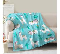 Alpaca Cactus Blanket Gifts for Women Girls Mom Birthday Christmas Valentine Present Llama Cacti Decor Home Bedroom Living Room Couch Bed Sofa Soft Cozy Lightweight Kid Adult Teen Fleece Throw 60"x50"