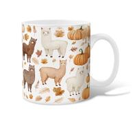 Alpaca Ceramic Coffee Mug, Fall Fanciful Pumpkin Leaf Fall Orange Novelty Tea Mug with Handle Gift for Friendship Family Colleague Teachers Sweetheart Staff 11 Oz