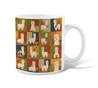 Alpaca Ceramic Coffee Mug, Fall Playful Pumpkin Leaf Fall Orange Novelty Tea Mug with Handle Ideal for Friends Family Coworkers Teachers Couples Employees 11 Oz