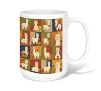 Alpaca Ceramic Coffee Mug, Fall Playful Pumpkin Leaf Fall Orange Novelty Work Drinking Mugs with Handle Ideal for Friendship Family Colleague Teachers Sweetheart Staff 15 Oz